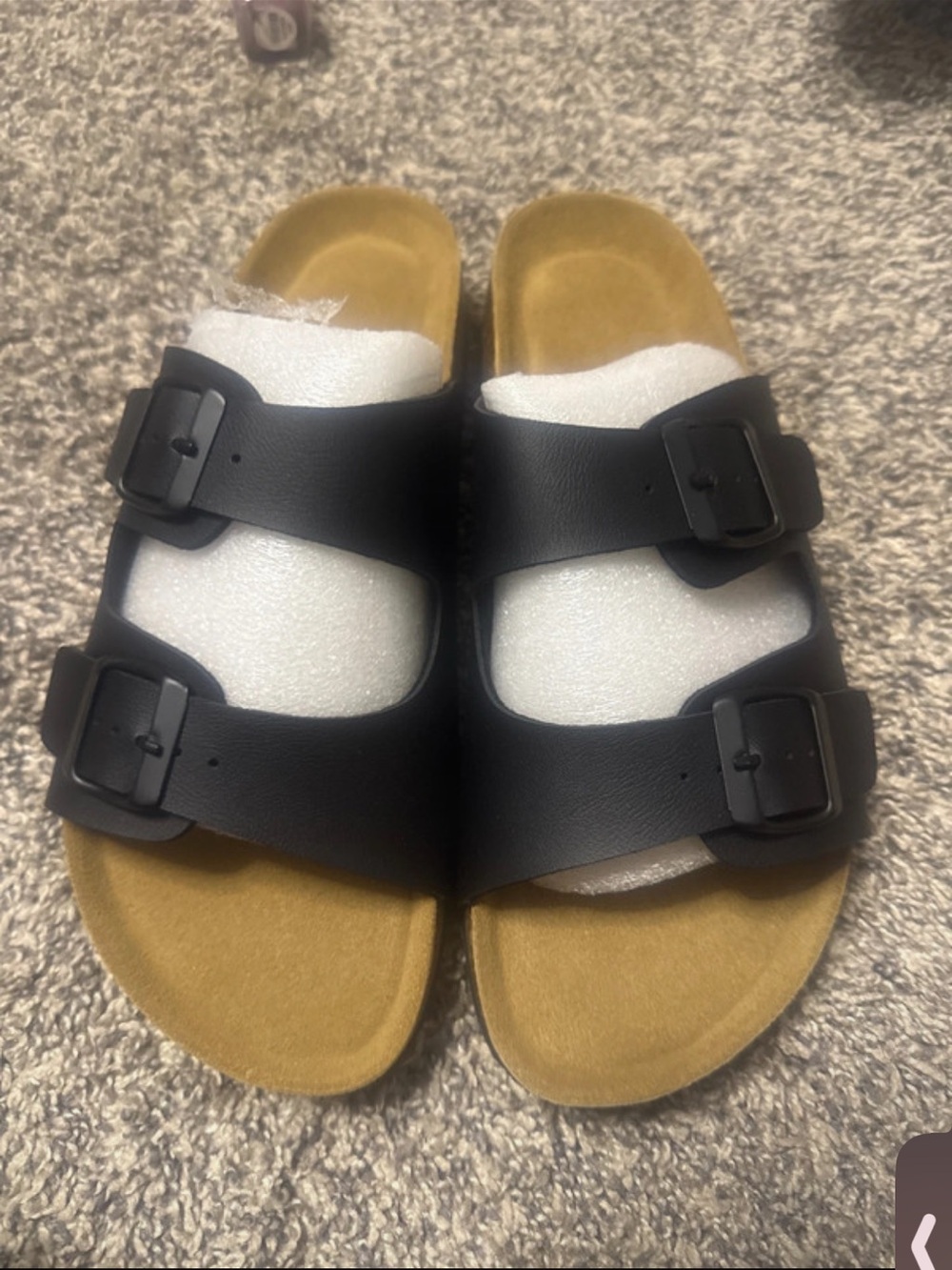 Women’s Double-Buckle Slide Sandals - Black/Tan